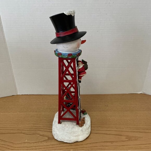 Holiday Time Lighted Snowman Water Tower Christmas Decoration w Santa Animals - Picture 3 of 8